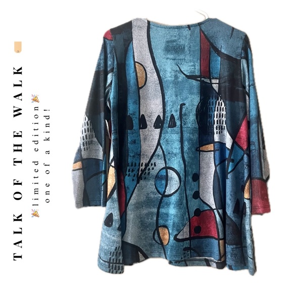 🏷️🎉🆕 nwt! • multicolor abstract geometric front button pocket tunic - Picture 5 of 17